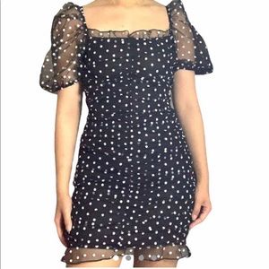 Polka dot body con tight frilly cute summer dress